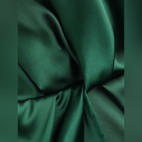 NWT Cider Solid Satin Green Backless Twist Front Midi Dress - Picture 6 of 8